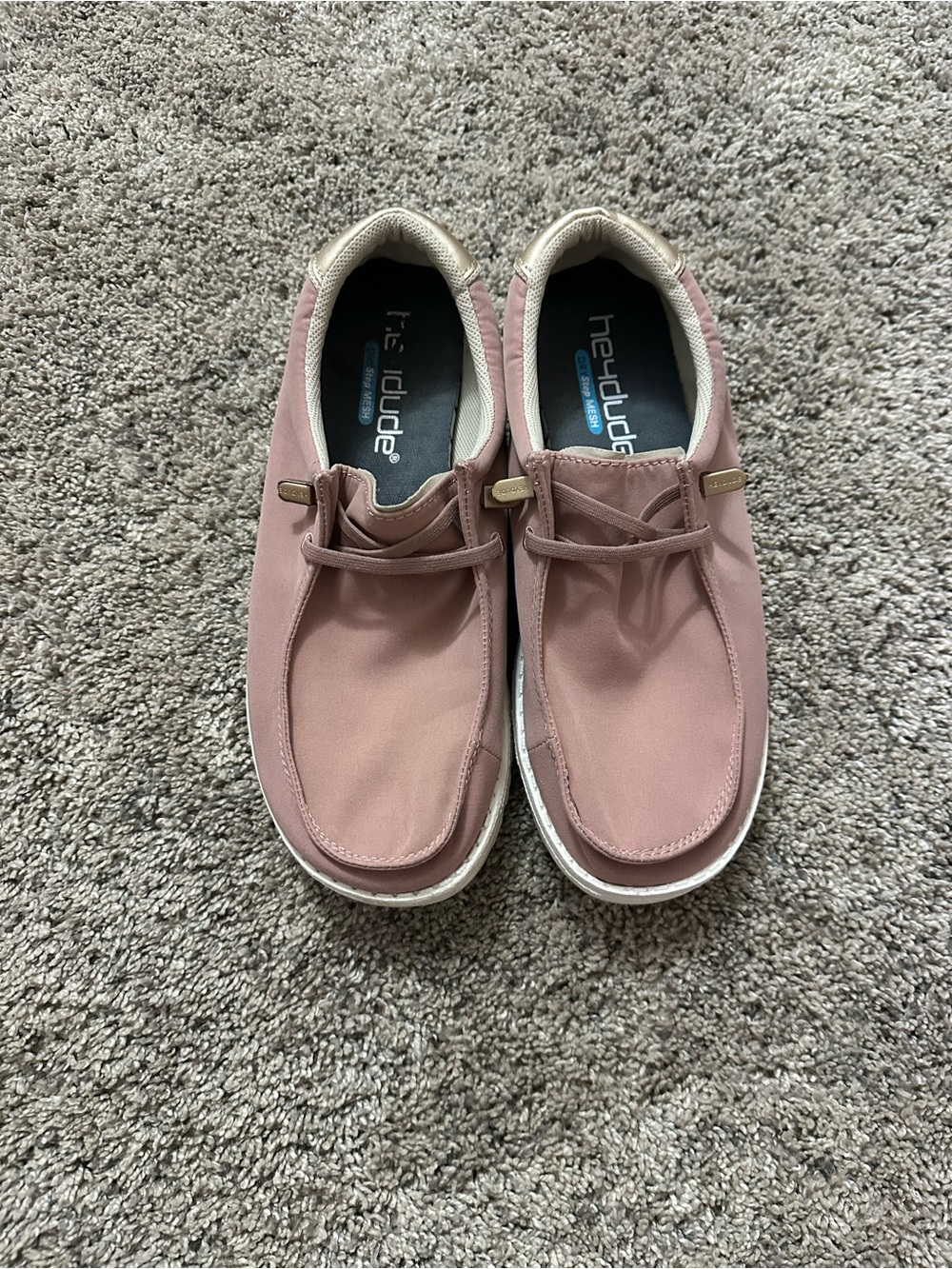 Hey Dude Kids Slip-On Sneakers in Dusty Rose and Cream